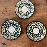 Set of 3 Breton earthenware cups & saucers