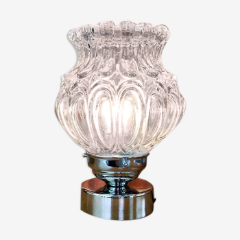 Lampe de table avec ancien abat-jour Art Deco en verre