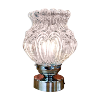 Lampe de table avec ancien abat-jour Art Deco en verre