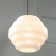 Mid-Century Italian Brass and Opaline Glass Pendant Lamp