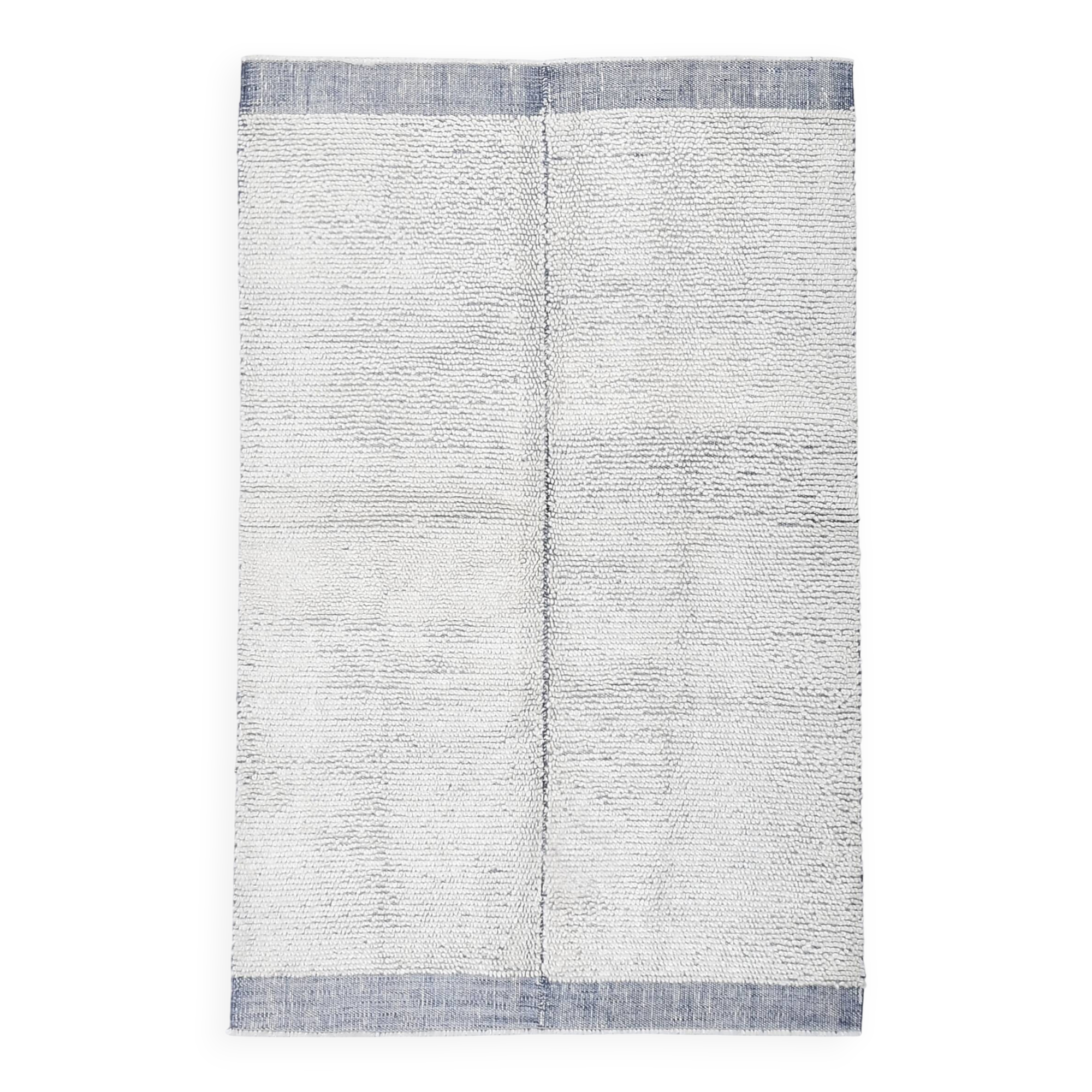 100% Wool Blue & White Moroccan Rug 136x211Cm