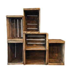Lot de 6 caisses en bois anciennes