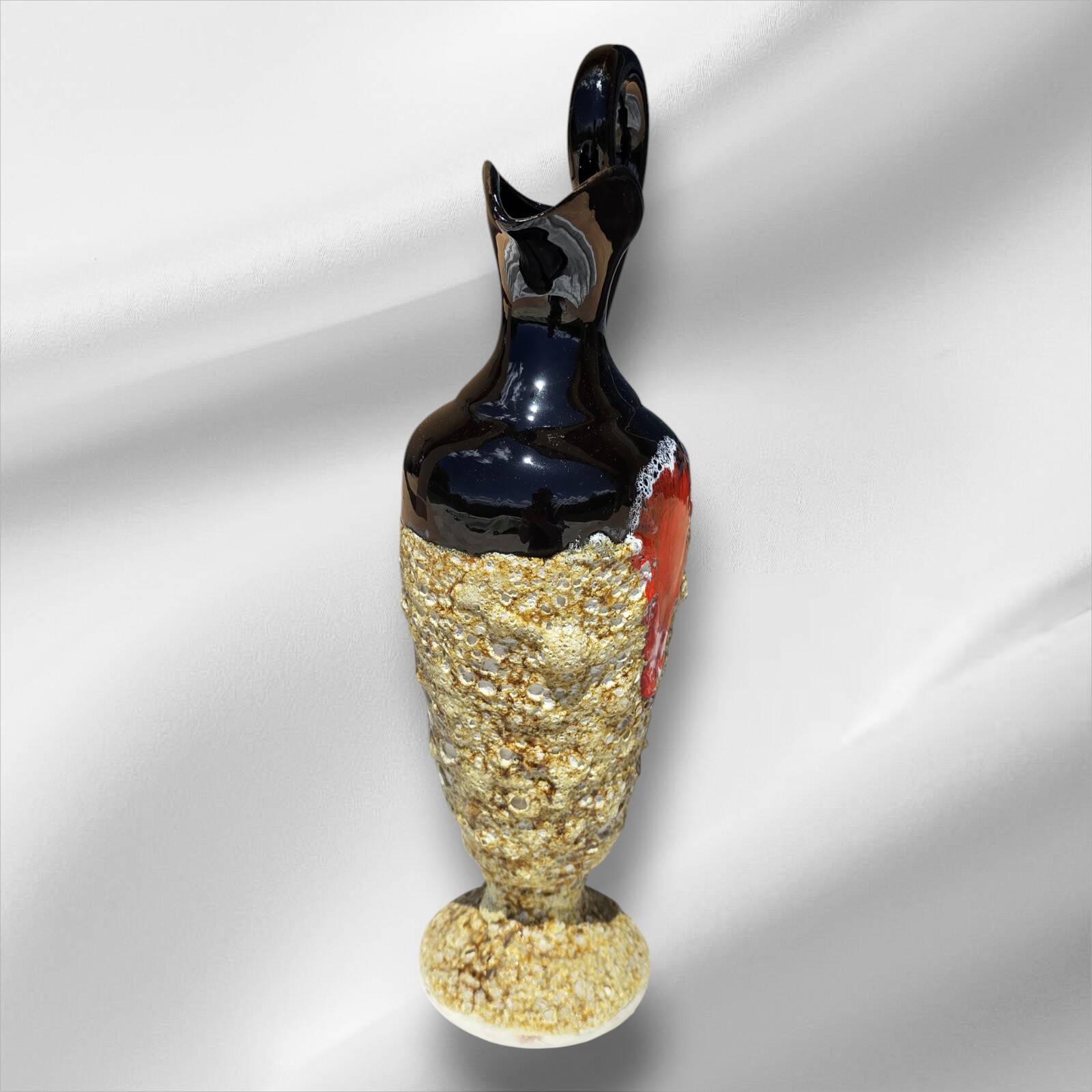 Large French fat lava pitcher/carafe, new condition, Vallauris