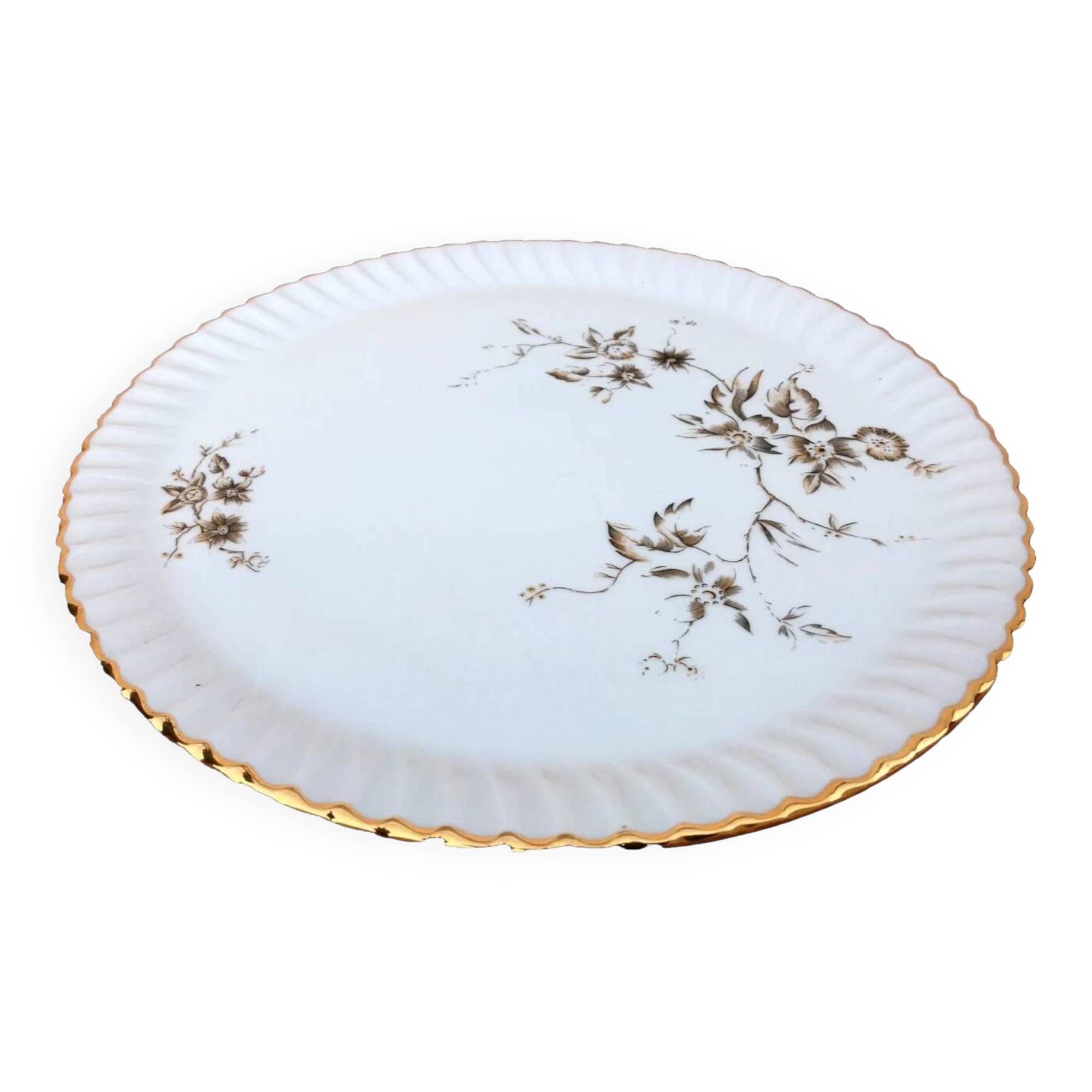 Old cake plate Porcelain from Aquitaine L.L Lourioux France