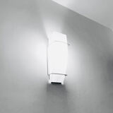 Wall lamp in satin glass and nickel-plated metal designed by Léonardo Marelli
