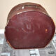 Hat box - Vintage hat box in burgundy brown leather 46x52