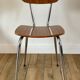 Light brown formica chair and brown tower 70s