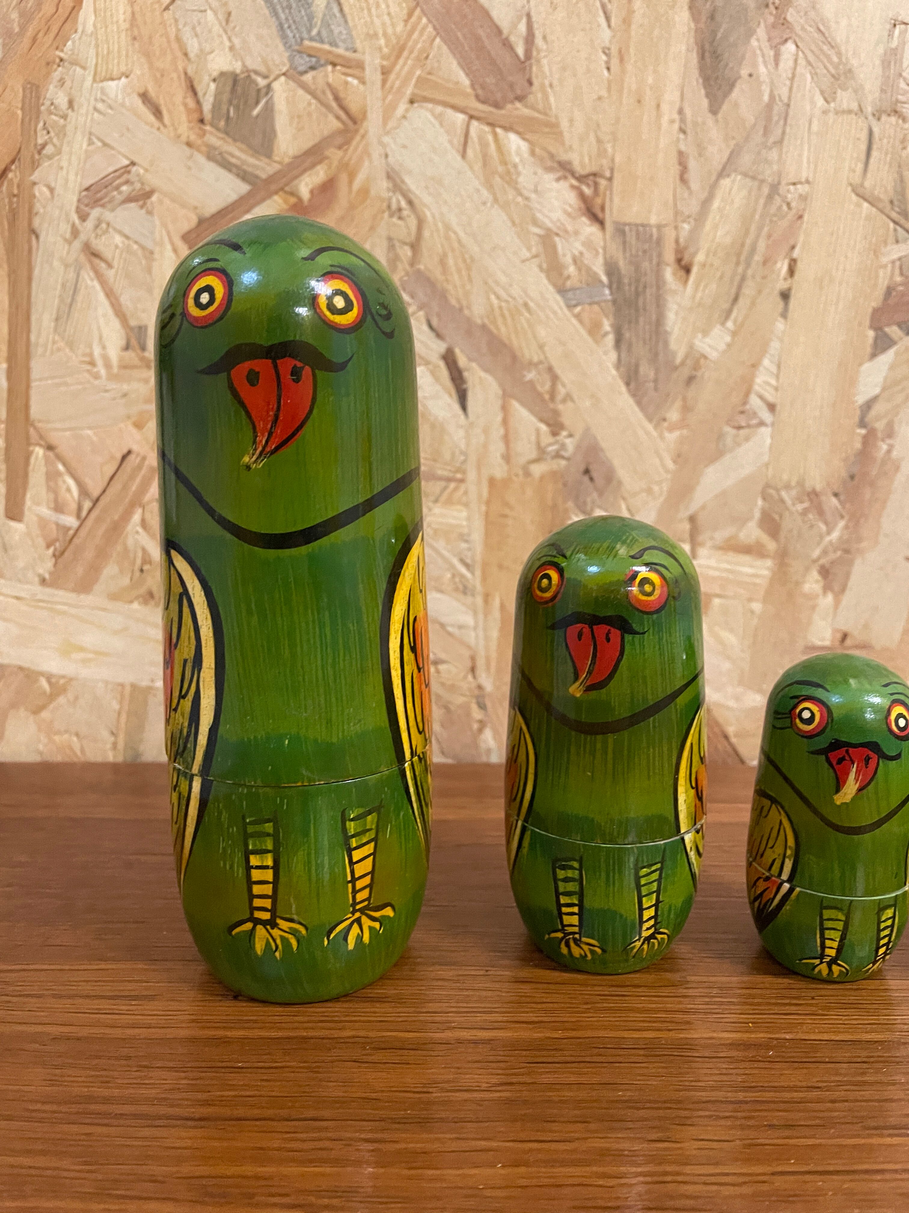 Matriochka perroquet vintage - 5 pièces