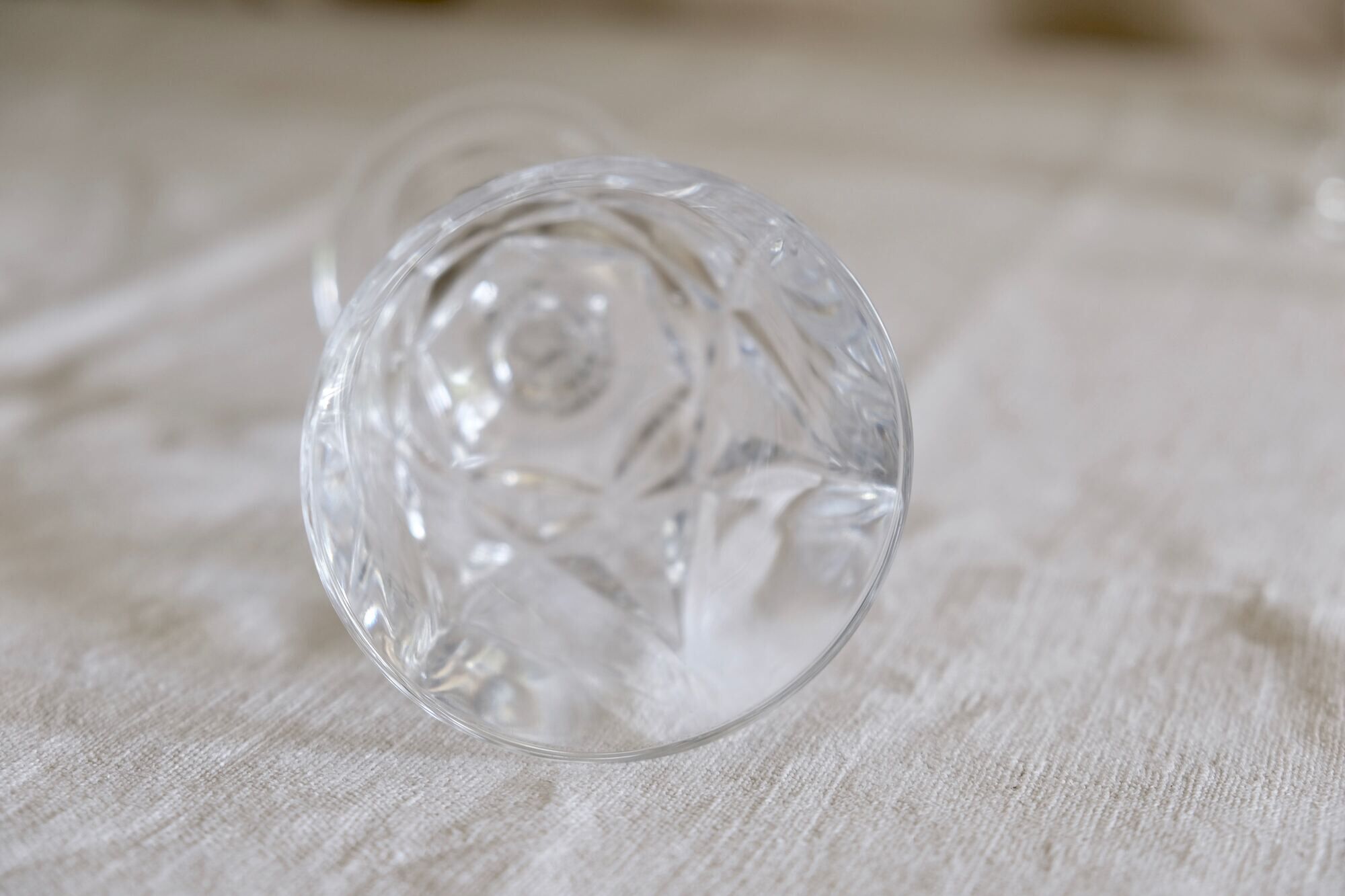Set of 6 mid-century French crystal wine glasses