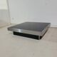Large vintage black and stainless steel coffee table from the 1970s