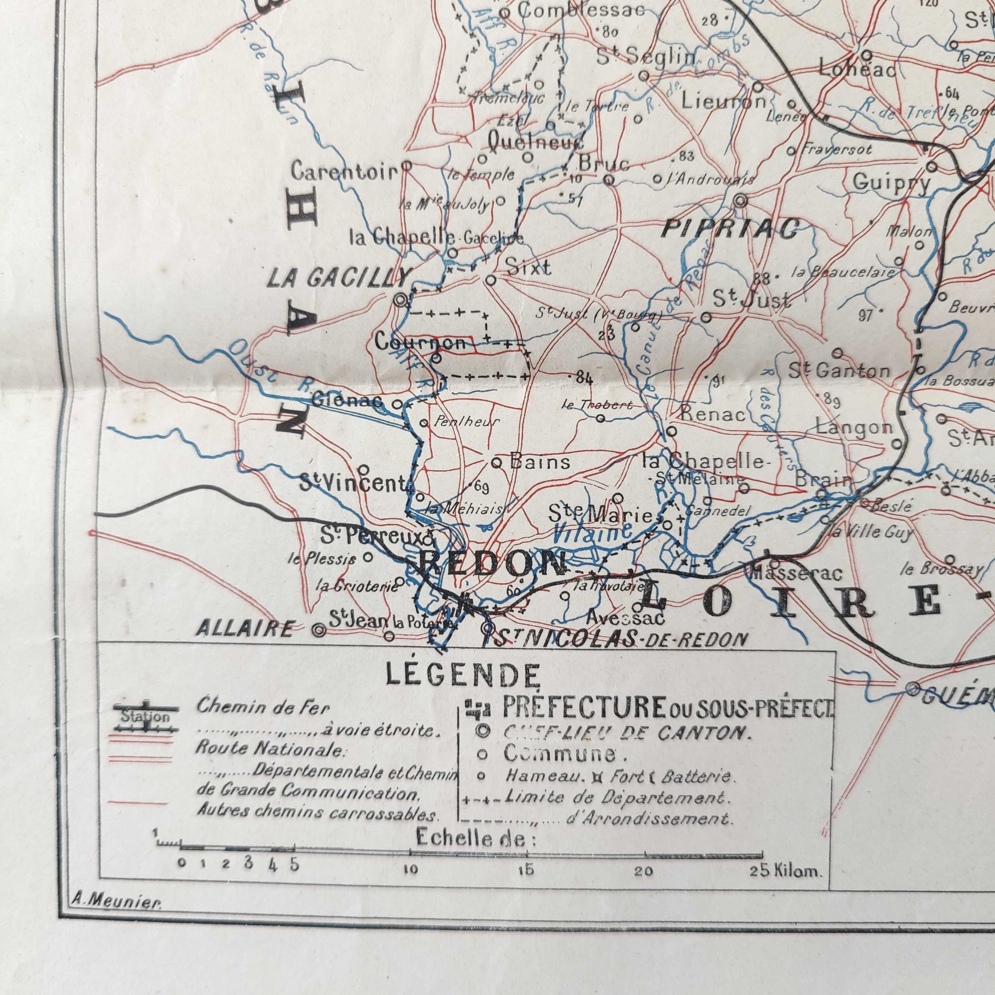 Carte ancienne France Bretagne Rennes St Malo