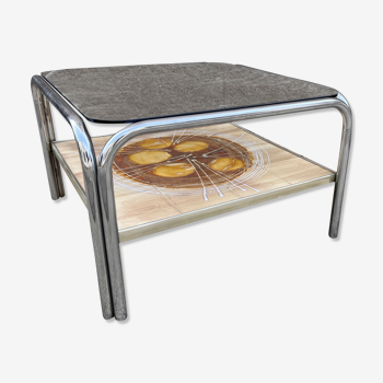 Coffee table smoked glass tile top
