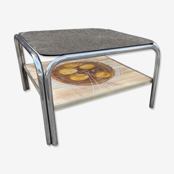 Table basse verre fumée plateau carrelage