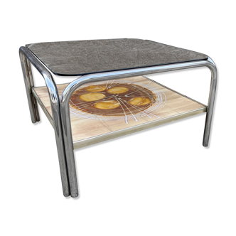 Coffee table smoked glass tile top