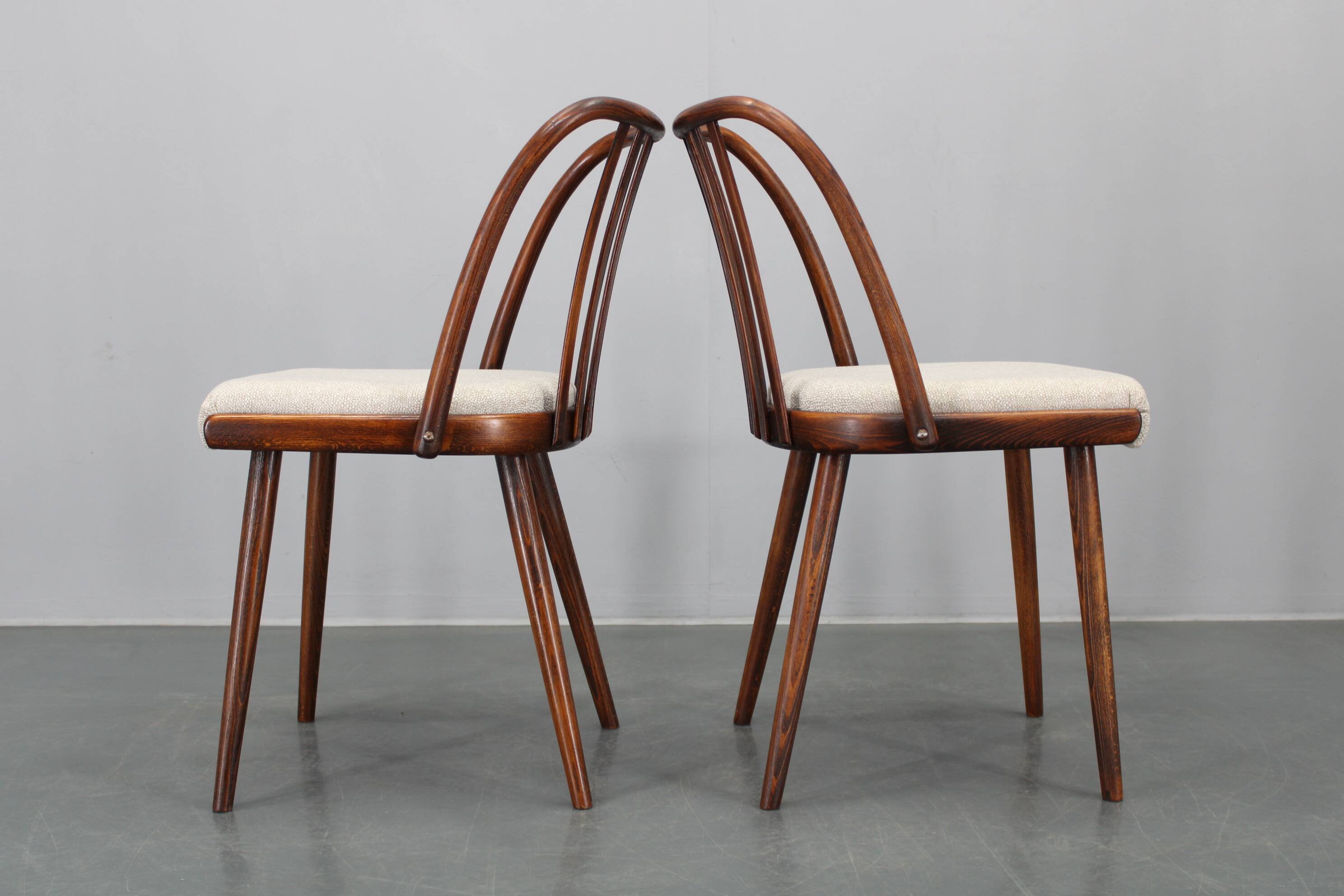 1960s Antonin Suman Set of Six Beech Dining Chairs, Restored