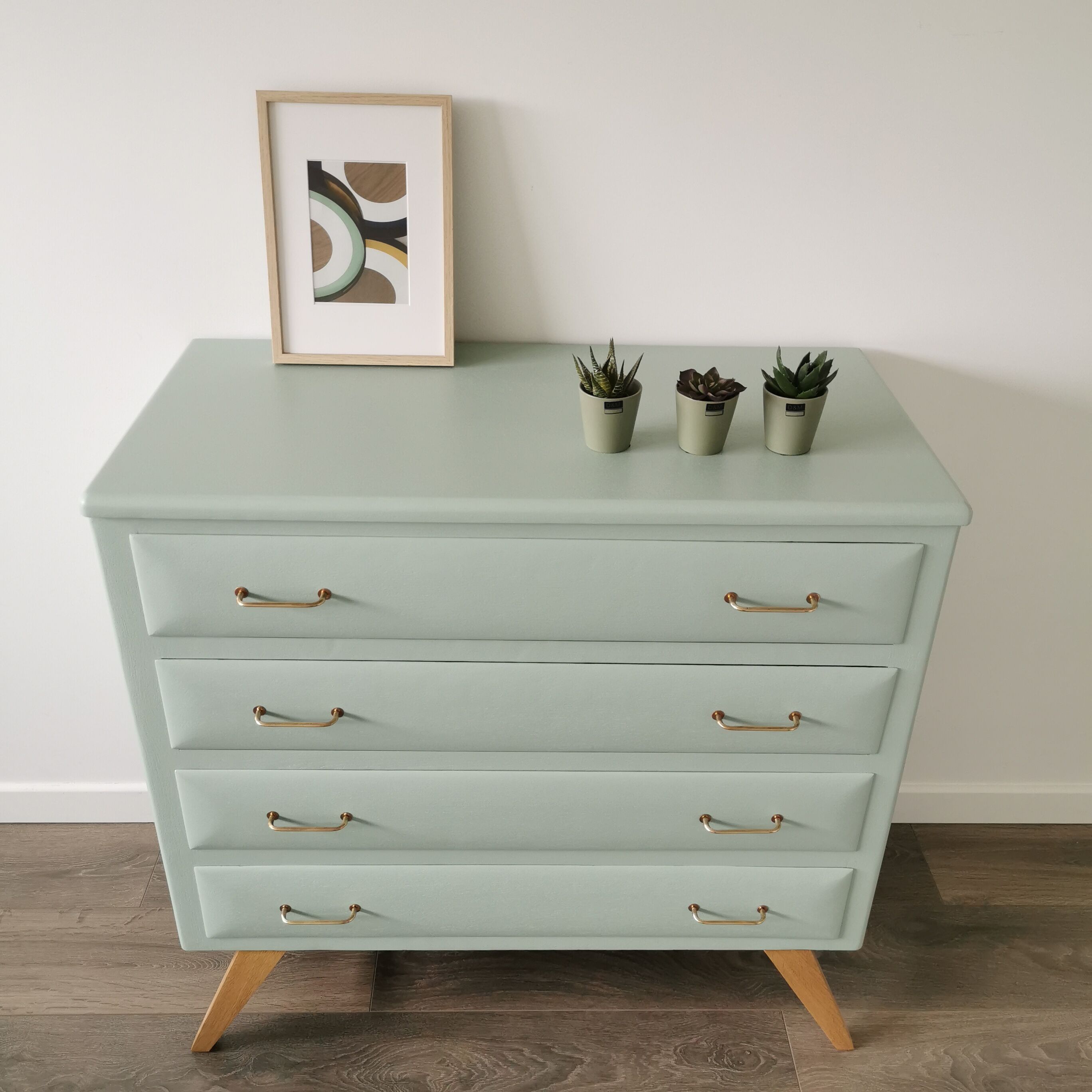 Vintage chest of drawers compass feet
