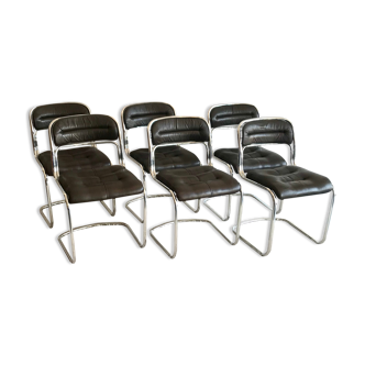 Lot of 6 chairs cantilever 70s
