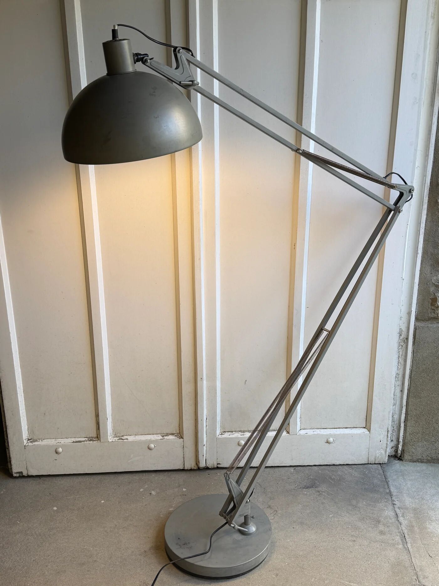 Grey metal floor lamp - industrial style