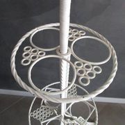 Lampadaire porte-plantes ancien en fer forgé blanc