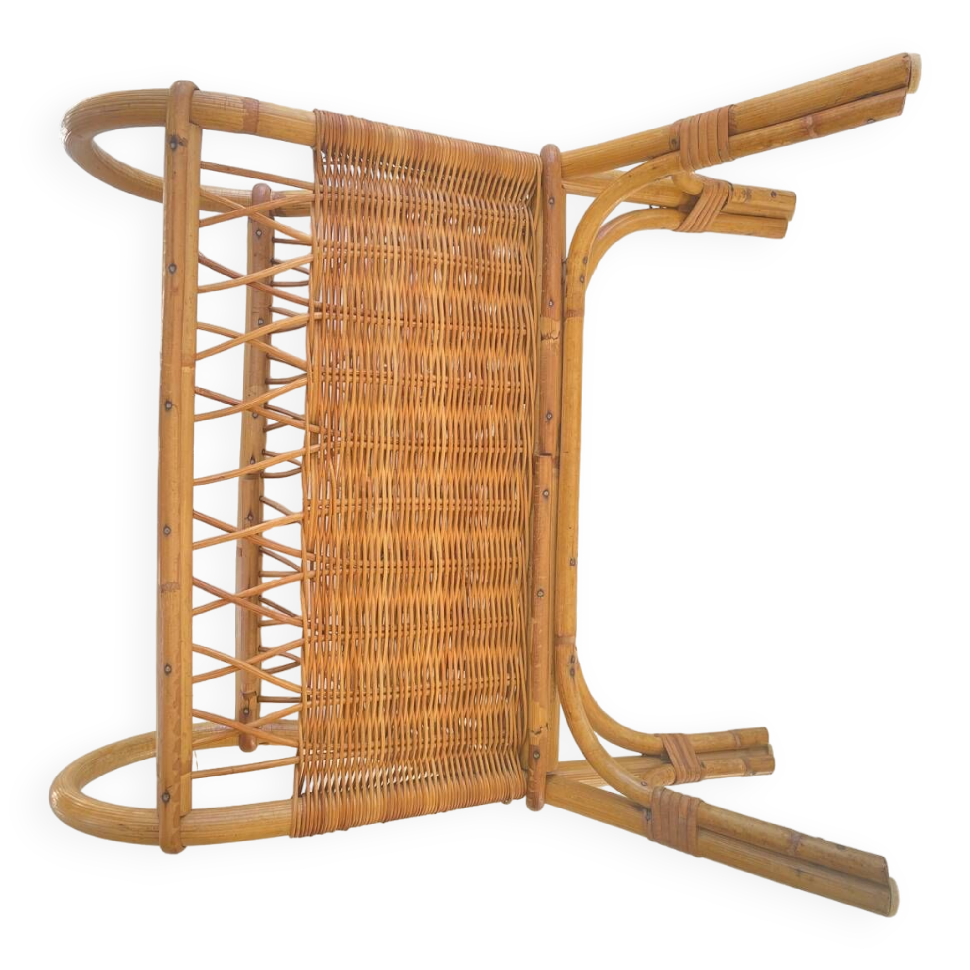 Old rattan magazine rack from the 70s