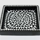 Black and white ceramic plate Domino by Stig Lindberg, ashtray, Gustavsberg, 1950s