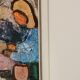 Grande peinture à l'huile moderniste suédoise « Mère et fille » par Gösta Falck vers 1960 - Vintage et encadrée
