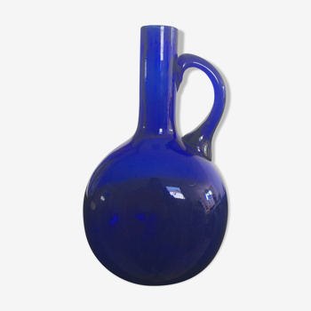 Vase vintage en verre bleu