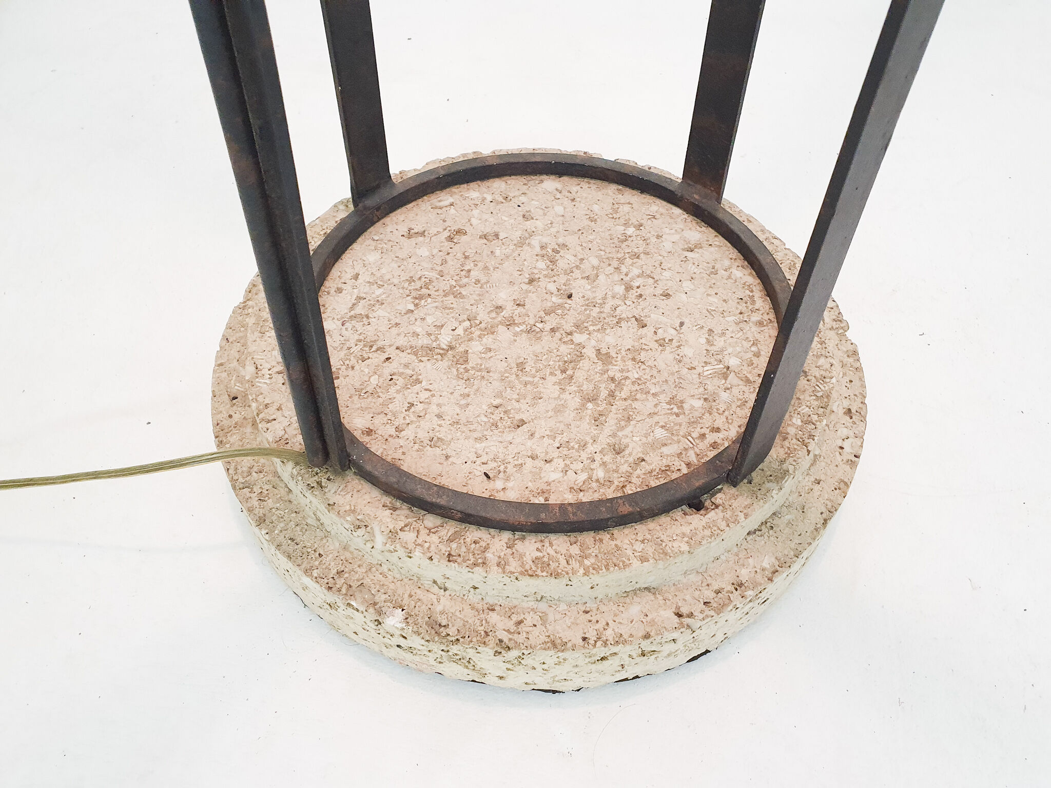 Italian floor light in iron, stone and glass