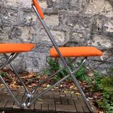 Framar folding chairs orange felt 1970