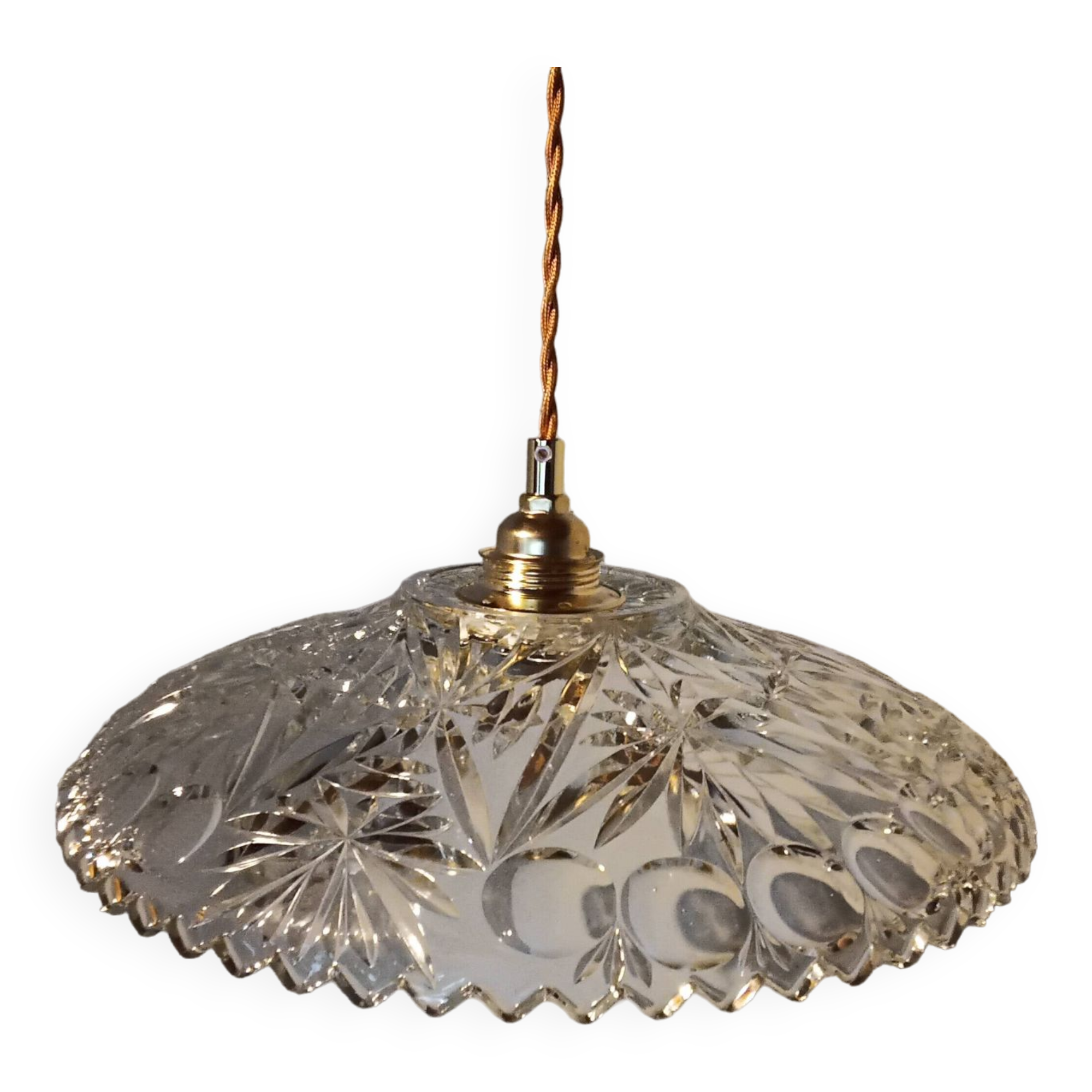 Vintage chiseled glass pendant light