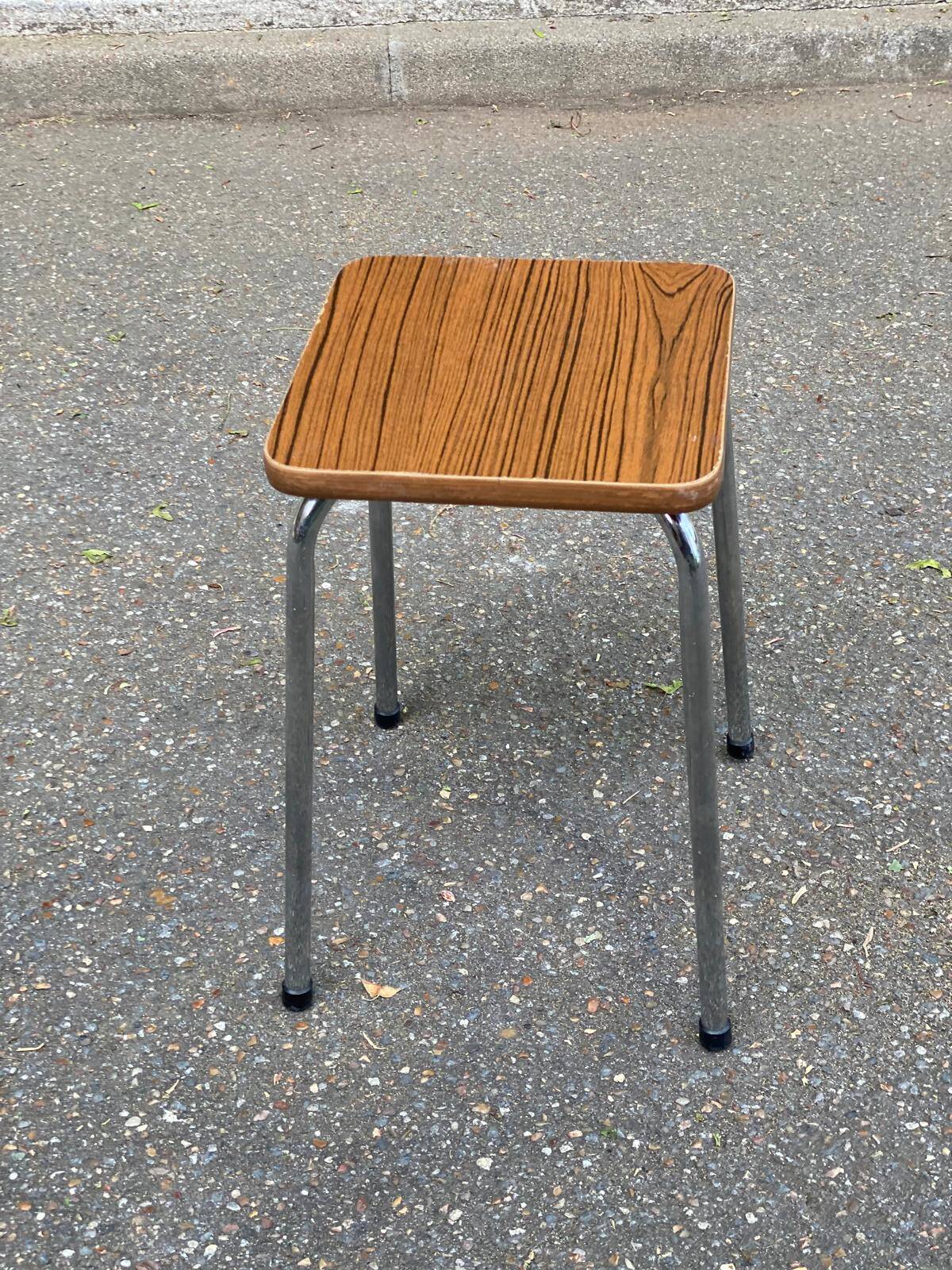 80s wood effect formica stool