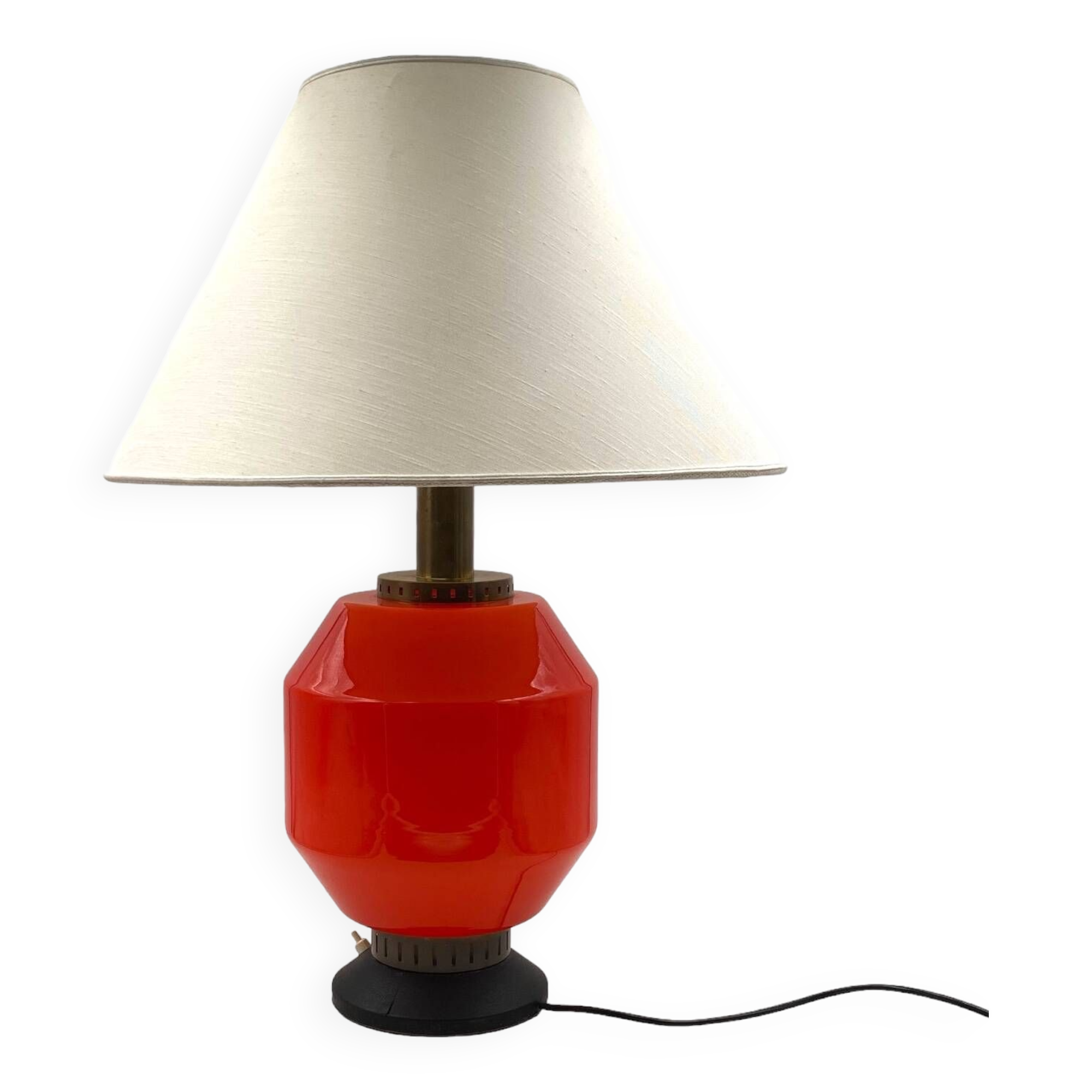 Space Age orange glass table lamp base, Italy 1960s