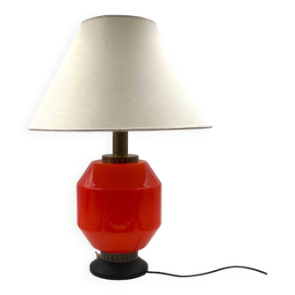 Space Age orange glass table lamp base, Italy 1960s