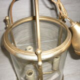 Glass lantern and gilded brass, antique pendant lamp