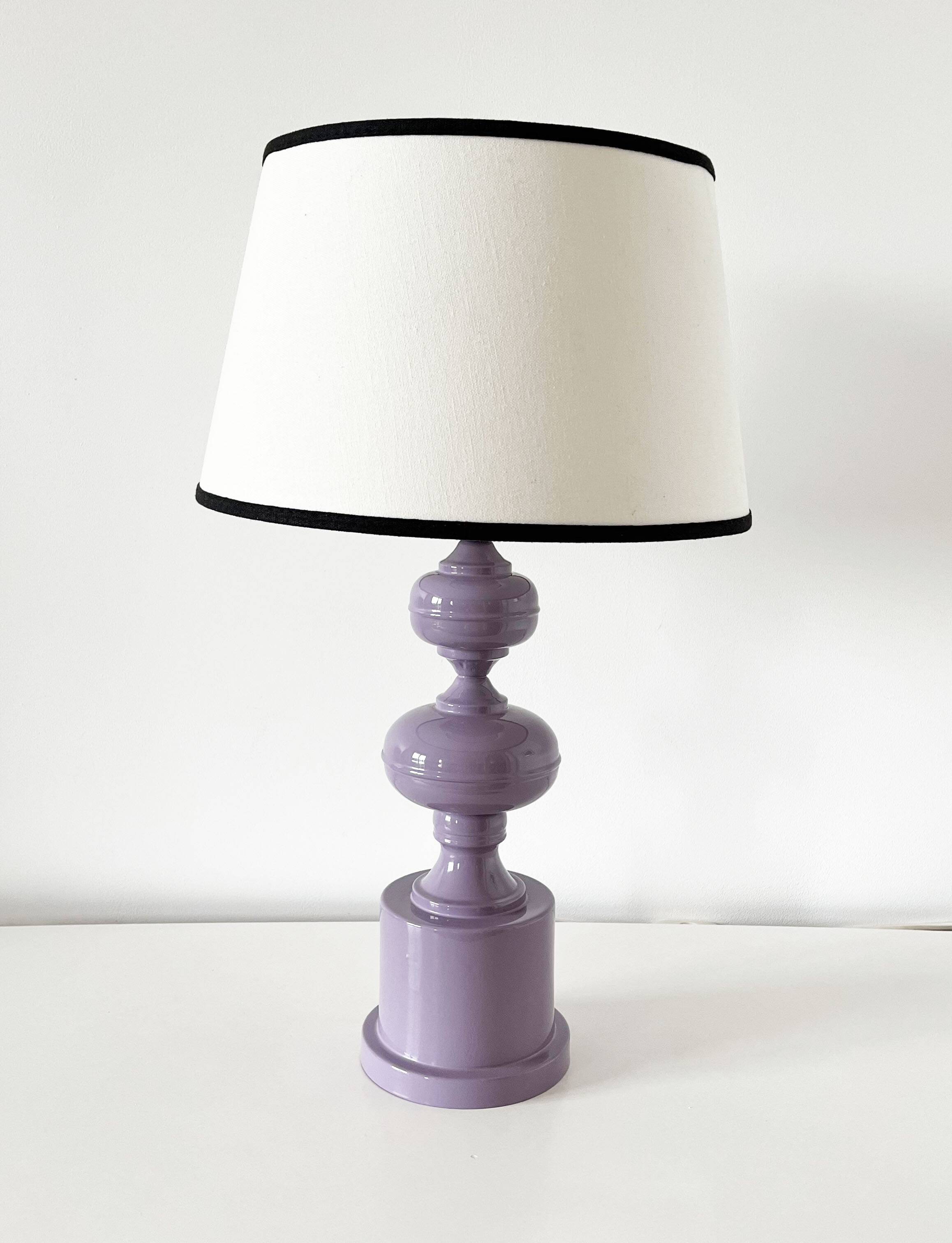 Vintage purple lacquered metal lamp from the 1970s