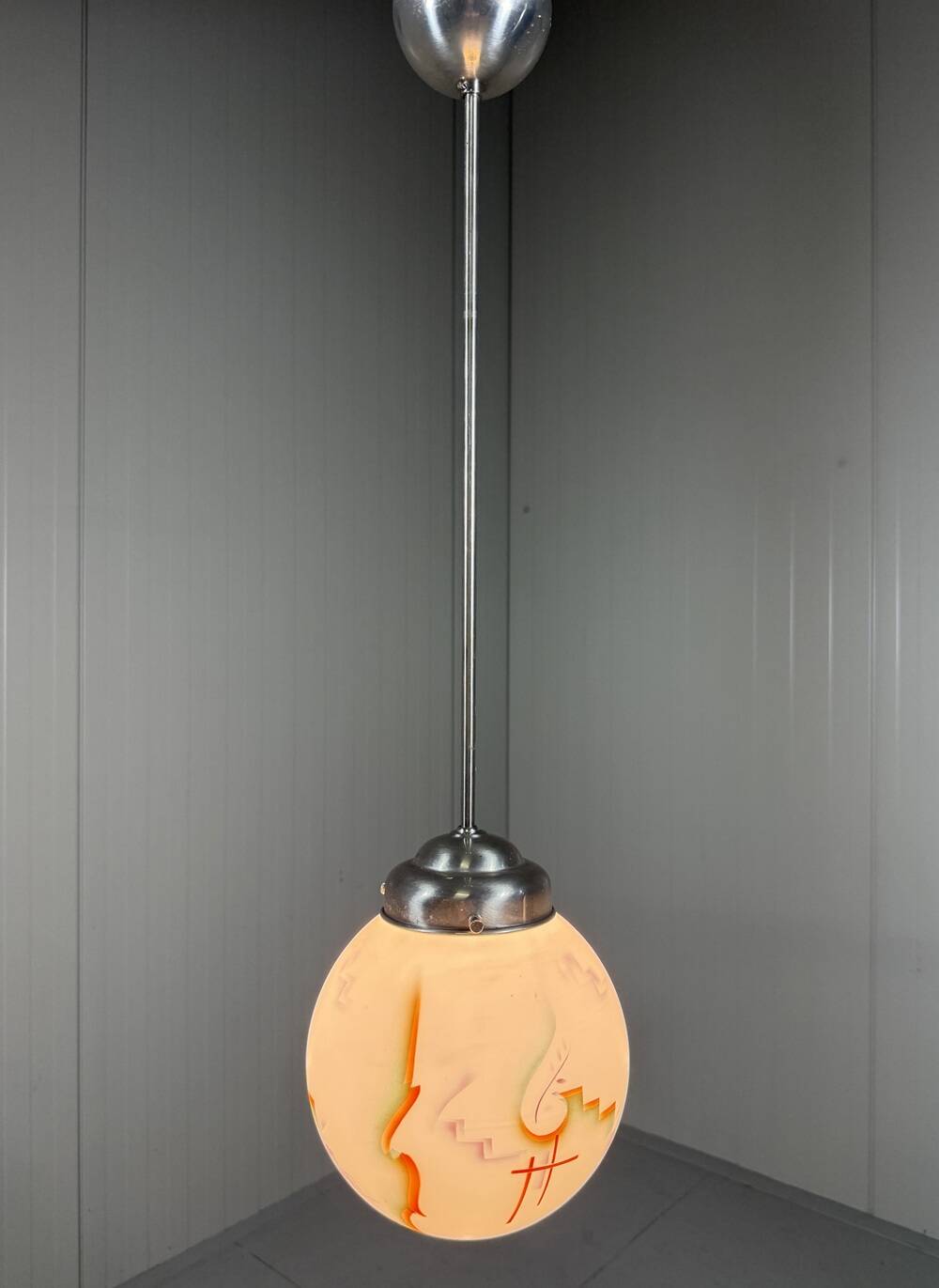 Suspension Art Déco en verre, années 1930