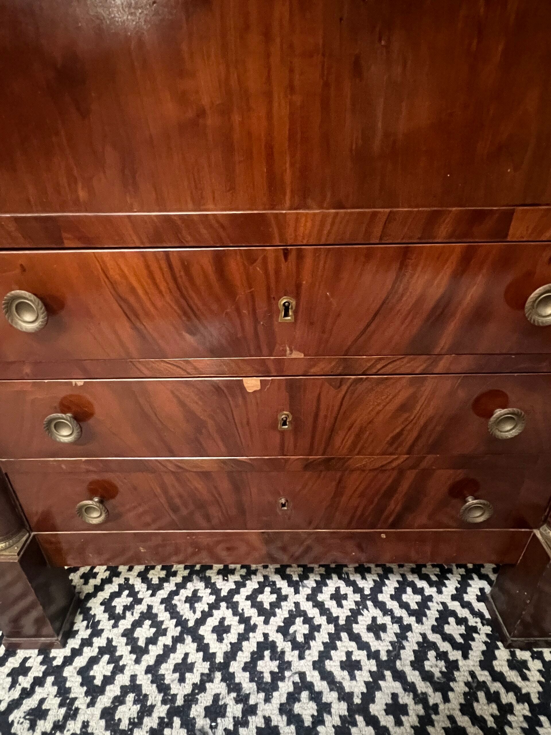 Empire period mahogany secretary, stamped Joseph Kochly, 19th century