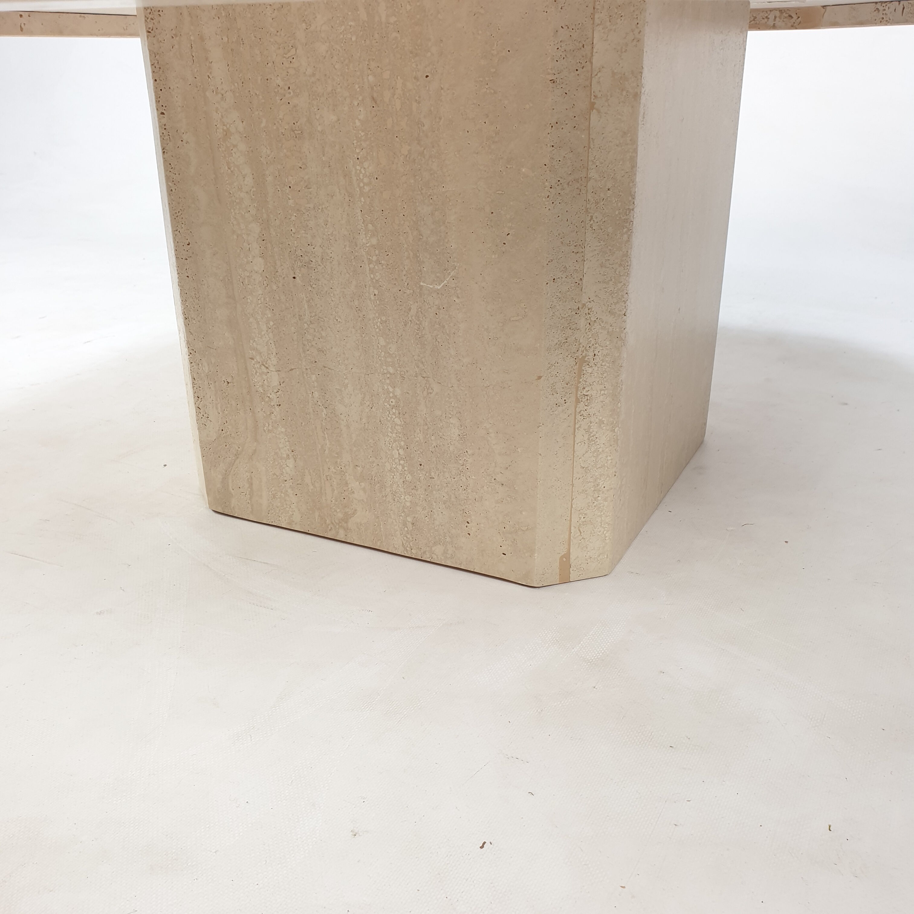 Italian travertine octagon coffee table, 1980