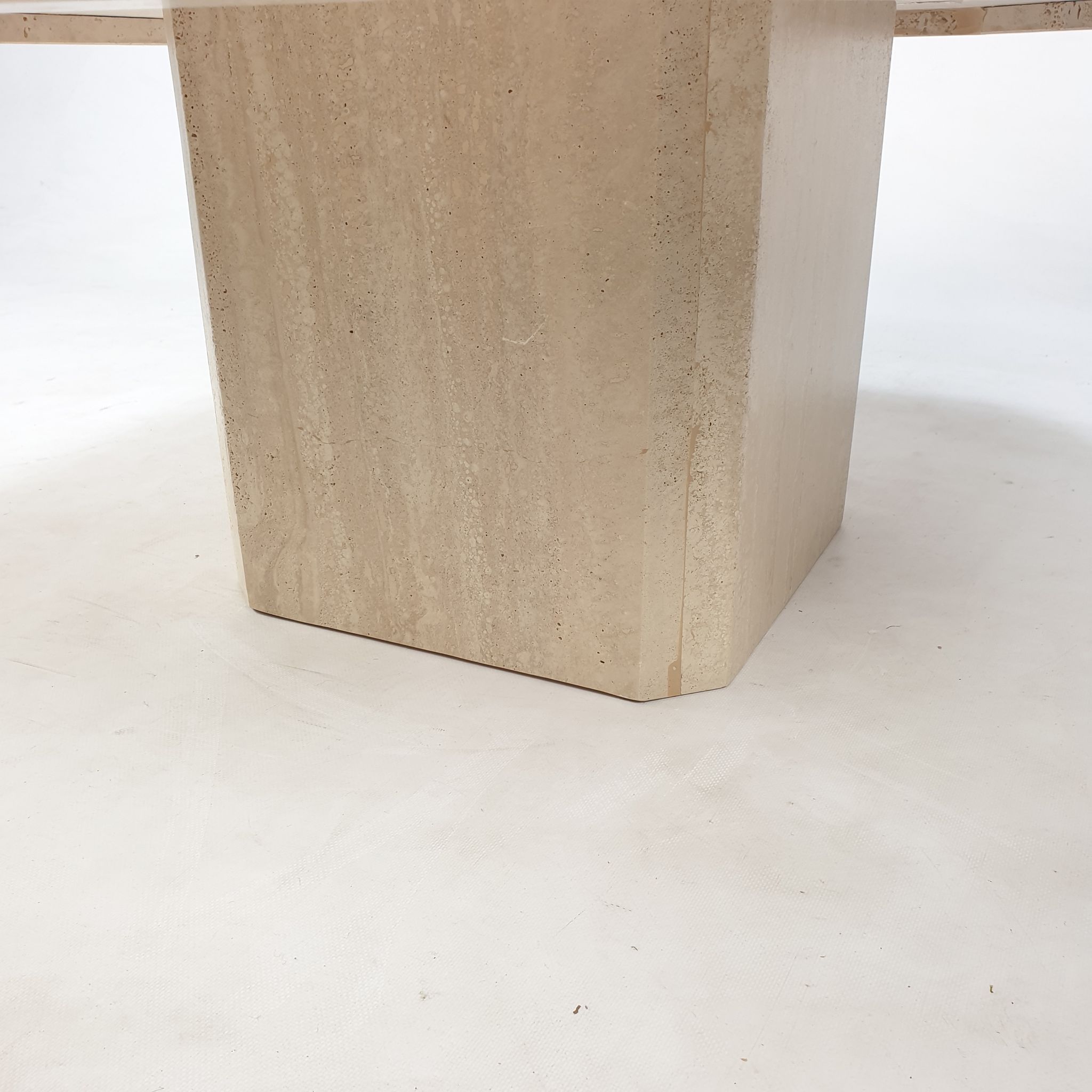 Italian travertine octagon coffee table, 1980
