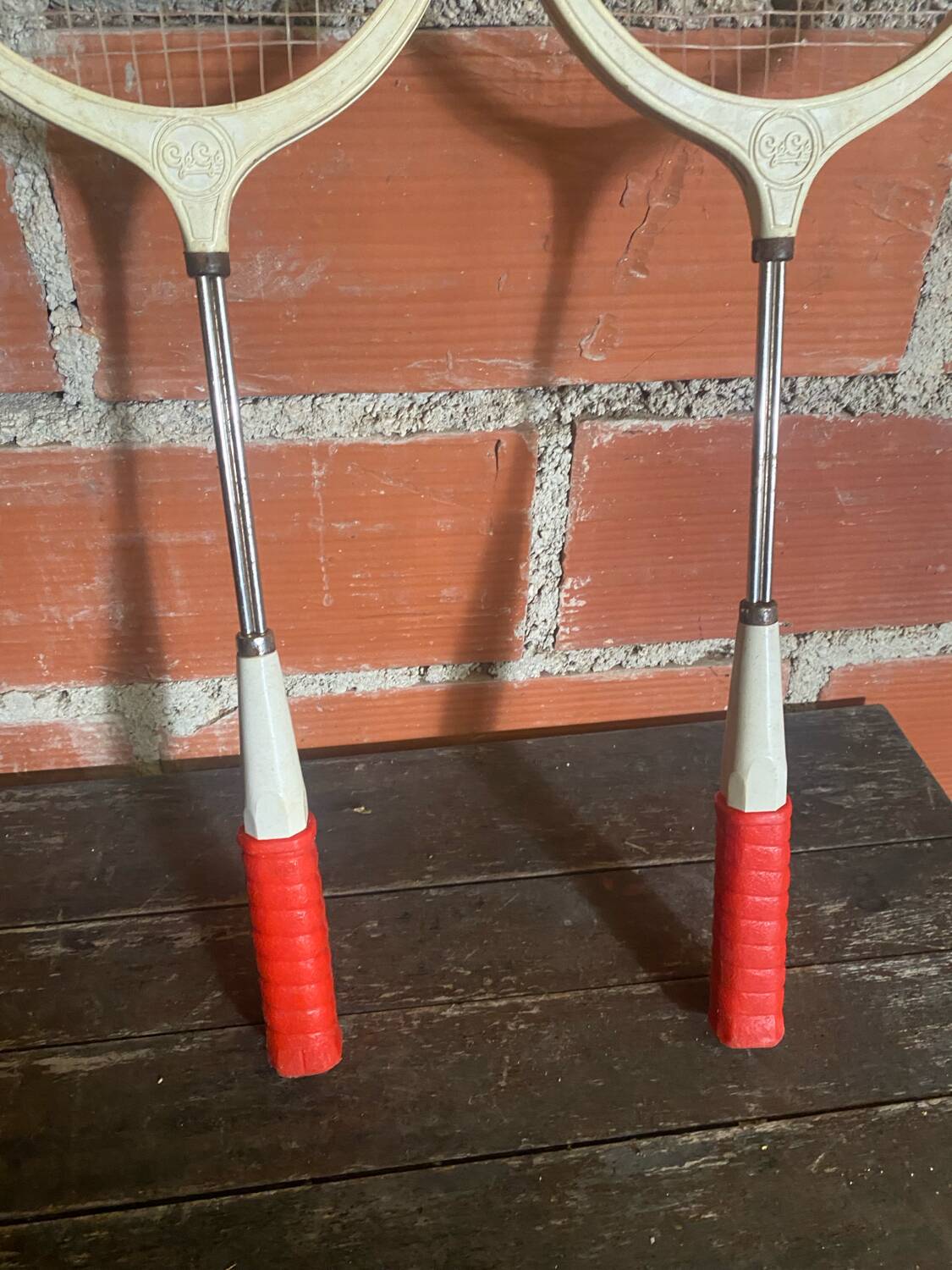 Vintage 70s GEGE Plastic + Metal Badminton Racket Pair