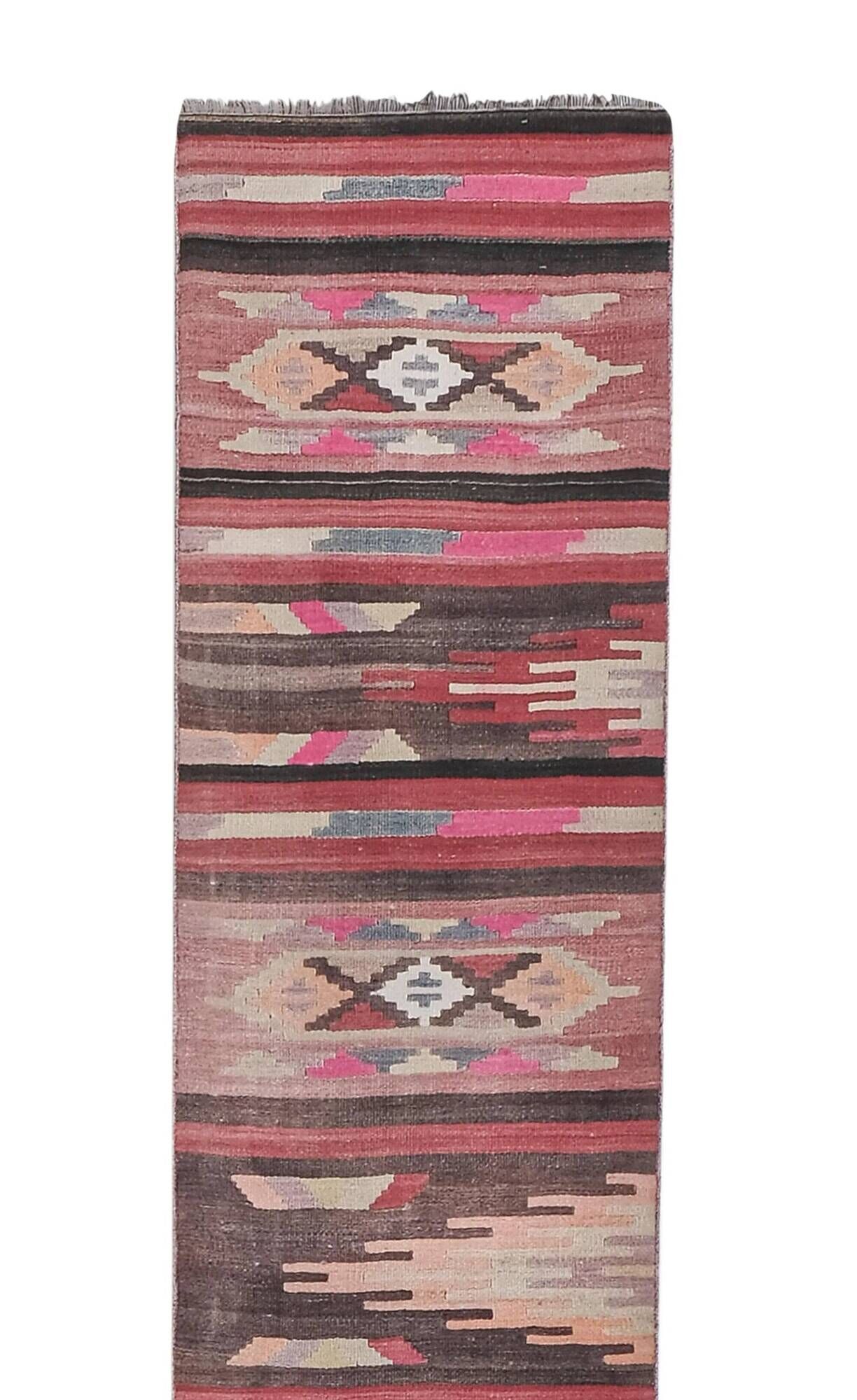 Vintage Turkish hallway rug 75x638 cm