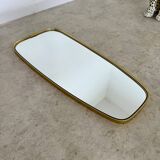 Old gilded brass mirror, 60s design rearview mirror, Schön-form vintage