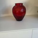 Large volute vase in pressed glass Art Deco