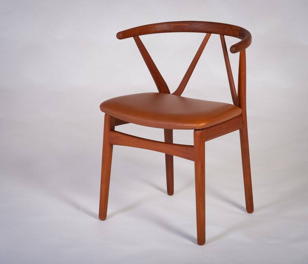 Dining Chair Model 255 Mid-Century in Teak and Leather by Henning Kjærnulf for Bruno Hansen, Denmark, 1960s