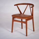 Dining Chair Model 255 Mid-Century in Teak and Leather by Henning Kjærnulf for Bruno Hansen, Denmark, 1960s