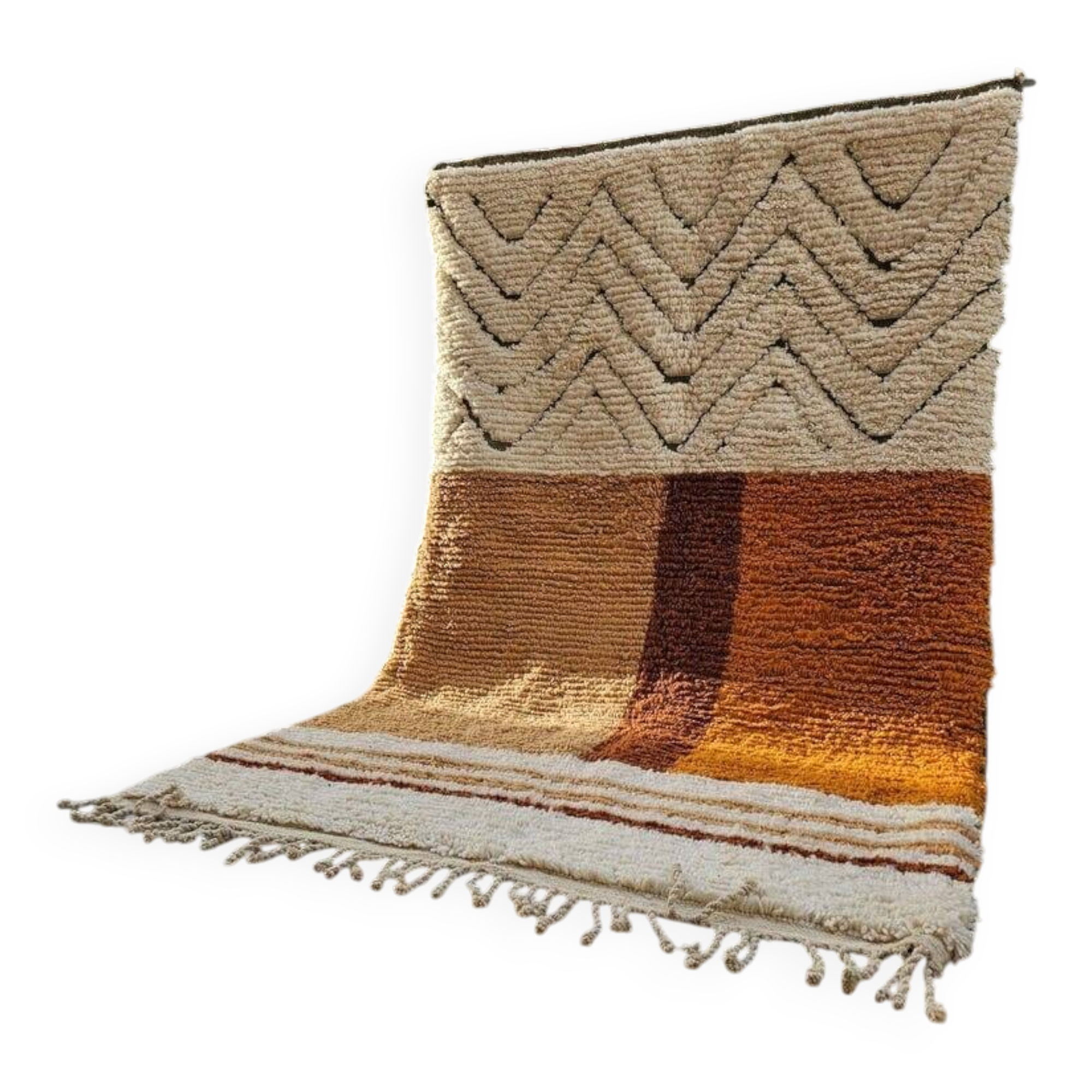 Handmade traditional beni ourain rug, size 2/3 m.