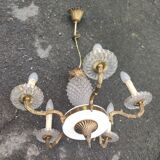 Lustre suspension ananas verre laiton 5 de style hollywood regency