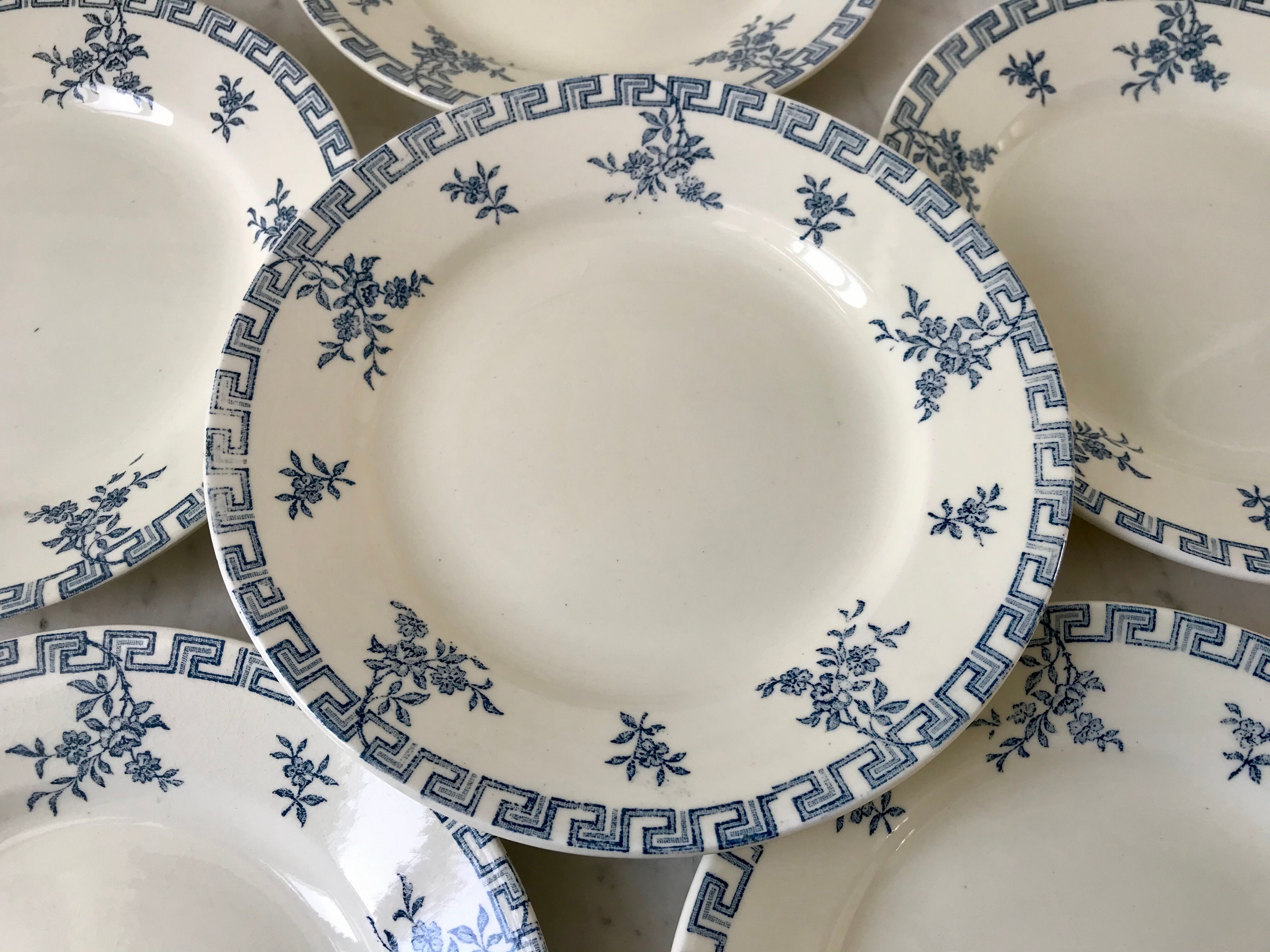 set of 6 dessert plates Terre de Fer St Amand model "Athens" XXth