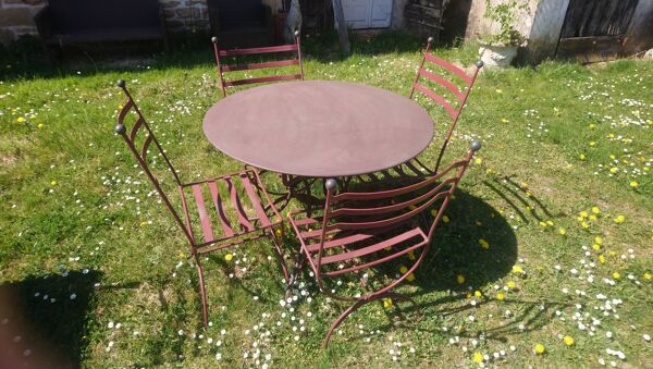 Table jardin + 4 chaises fer forgé