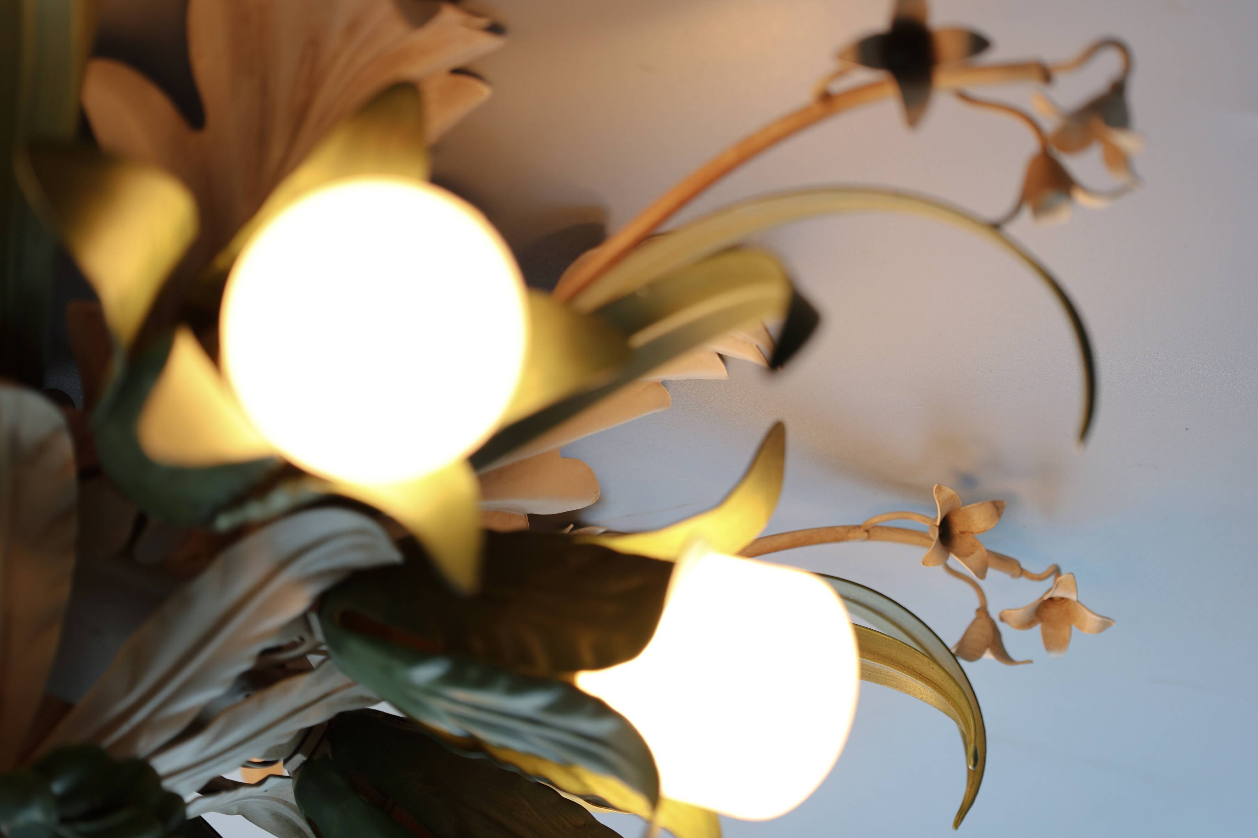 Vintage ceiling lamp, floral design, 1980s, Italy